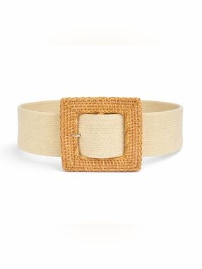 Bamboo Buckle Waist Belt | Wide Stretch Cinch | Boho Chic Neutral